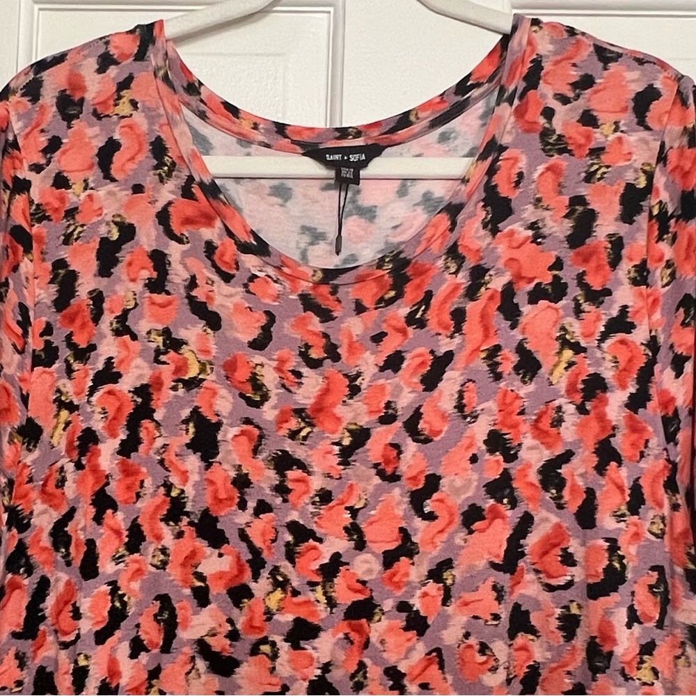 Saint + Sophia Orange Patterned Dress